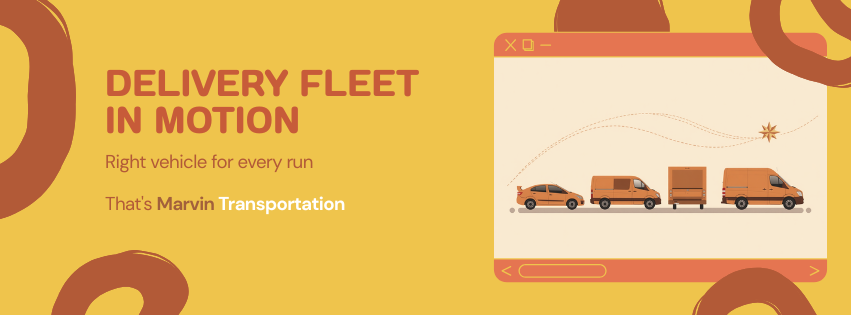 Marvin Transportation delivery fleet: sedan, cargo van, box truck, and Sprinter van